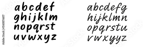 Handwritten alphabet samples showcasing two unique styles of calligraphy in a clear and artistic manner