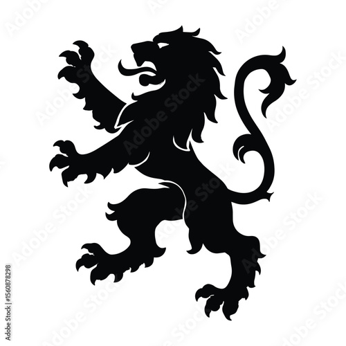 Heraldic Lion Rampant Emblem Vector Illustration