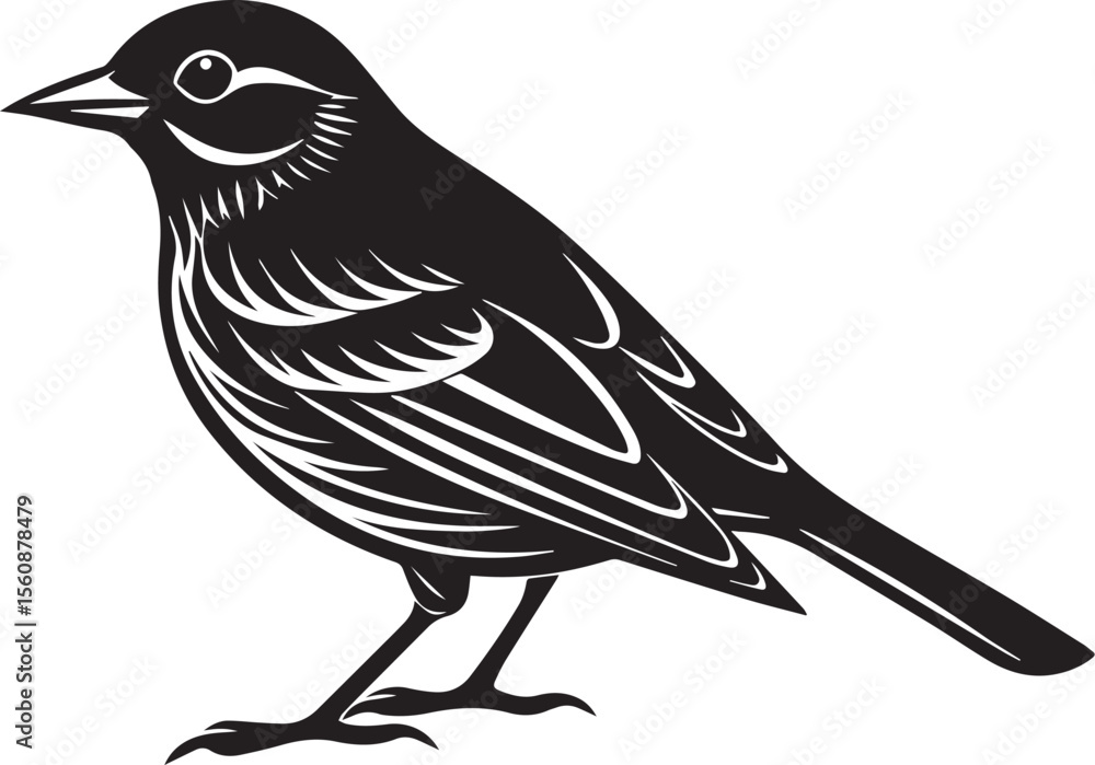Obraz premium Elegant Bird Silhouette Vector – Stylized Wildlife Icon with Feathered Detail
