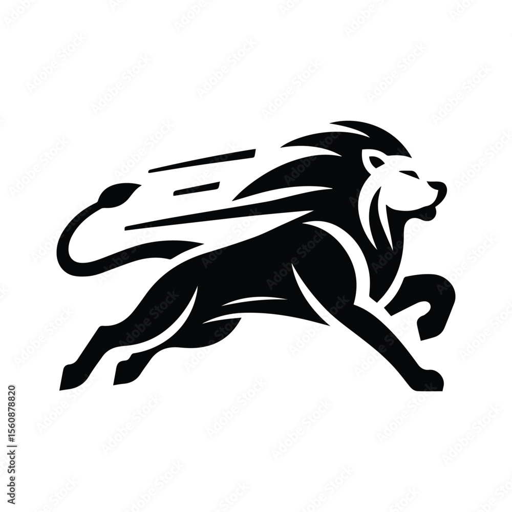 Obraz premium Fierce Jumping Lion Isolated Design Vector Illustration