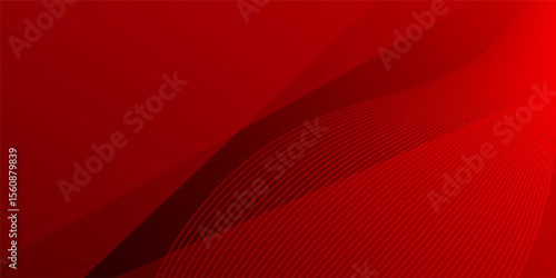 Red abstract template for card or banner. Metal Background with waves and reflections. Illustration of abstract background with a metallic element