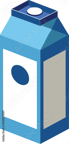 Classic milk carton illustration isolated on transparent background