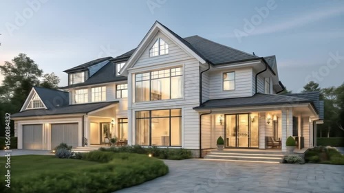 Luxury home exterior design modern farmhouse style architecture real estate residential property showcase