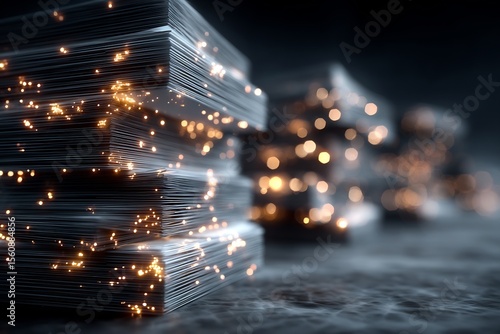 Conceptual image of academic publishing glowing stack of journals floating peer reviewed articles digital citation streams structured networks futuristic scholarly style
