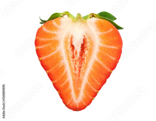 Halved Strawberry Isolated on Transparent Background