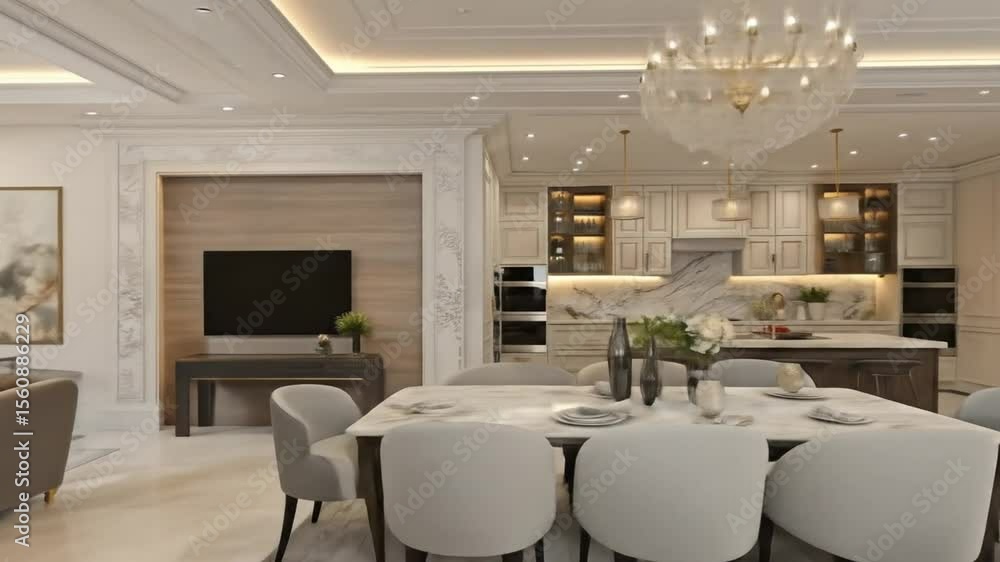 Modern open concept living room kitchen design ideas for luxury home ...