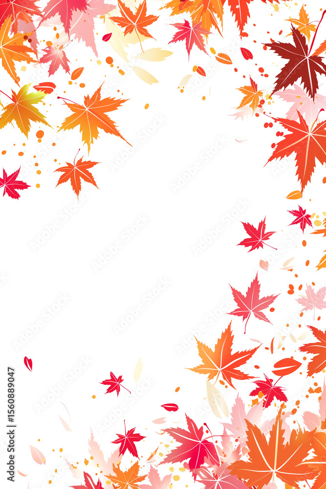 Autumnal array: A vibrant cascade of scarlet, orange, and amber leaves dances against a clean white backdrop, embodying fall's fleeting beauty. Autumnal array: A vibrant cascade of scarlet, orange, and amber leaves dances against a clean white backdrop, embodying fall's fleeting beauty.