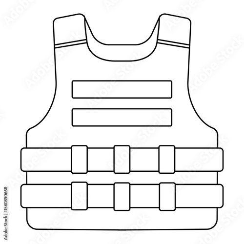 Protective vest design displayed in a simplistic outline on a plain background