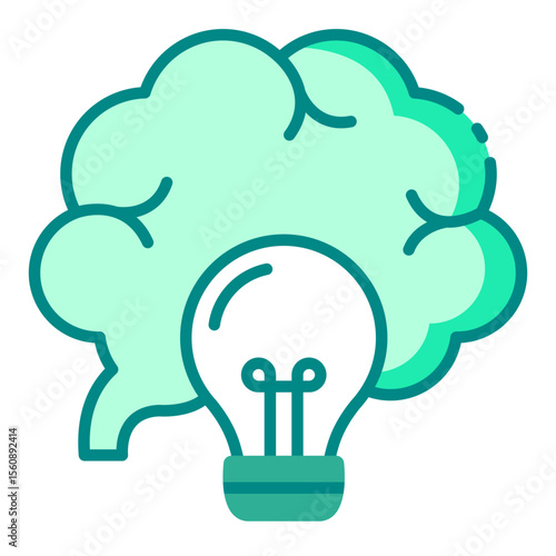 brainstorming green filled line icon for idea sharing and team work