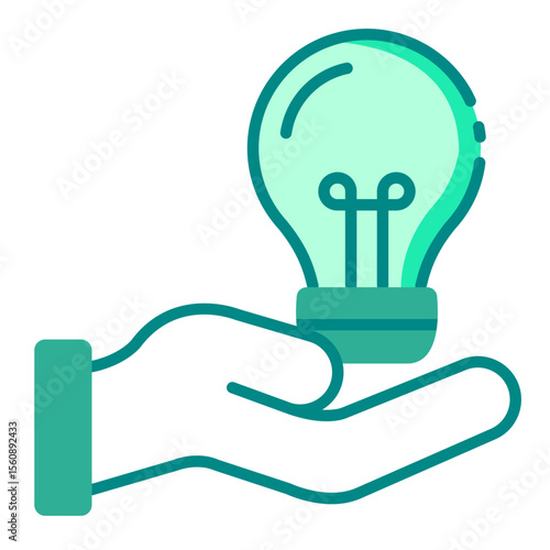 solution green filled line icon for creative idea and business action