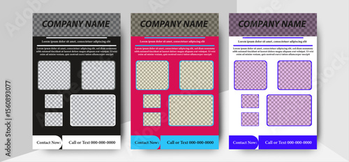 lean and Modern Corporate A4 Size Flyer Design or Company Brochure Desing Template With Three color Variation