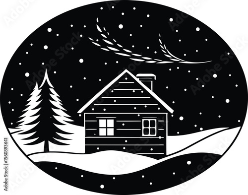 Snow Blizzard With Cozy Cabin, Snowstorm in Rural Cabin