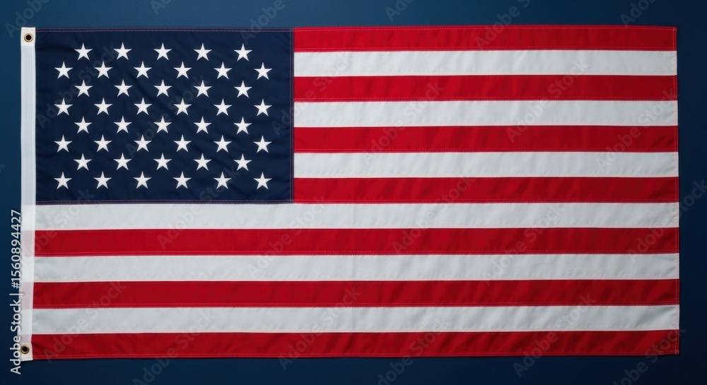 Fototapeta premium Full American Flag on a Dark Blue Background