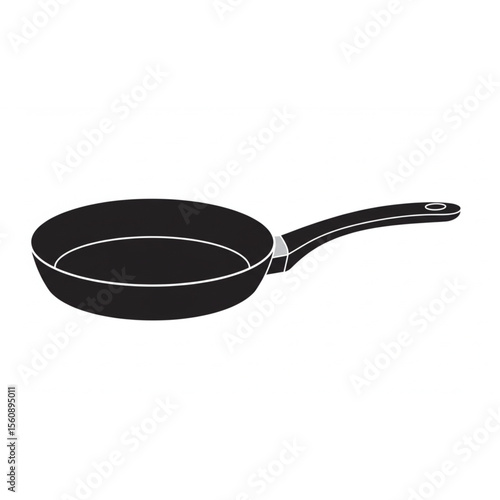 Simple skillet graphic features a clean, modern design ideal for use in culinary branding and cooking themed design projects.