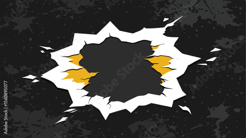 Abstract graphic illustration of a hole torn through with transparent background