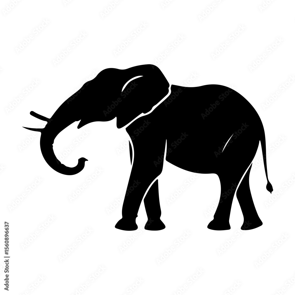 Obraz premium Strong and graceful African Elephant depicted in black silhouette art form