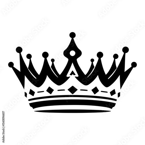 Simple black crown graphic for royalty themed designs or majestic artwork