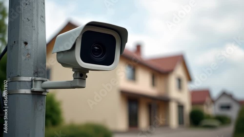 Wallpaper Mural Protective CCTV camera on surveillance pole for monitoring city zones, detecting threats, and ensuring safety Torontodigital.ca