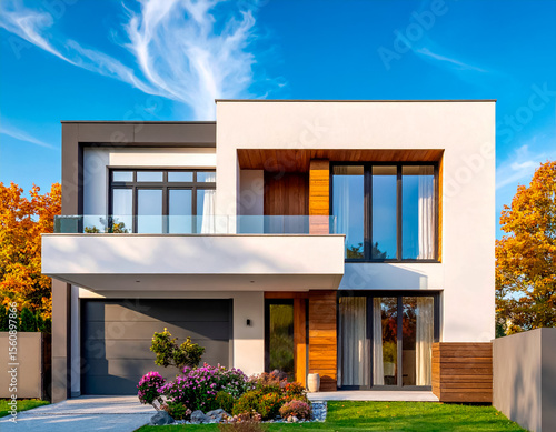 Lujosa y moderna casa modelo campestre de dos plantas, jardines de colores.