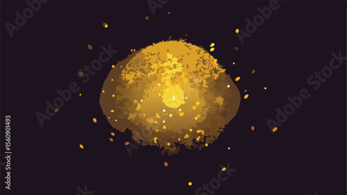 Artistic silhouette of elegant glowing gold particles with shimmering fes design