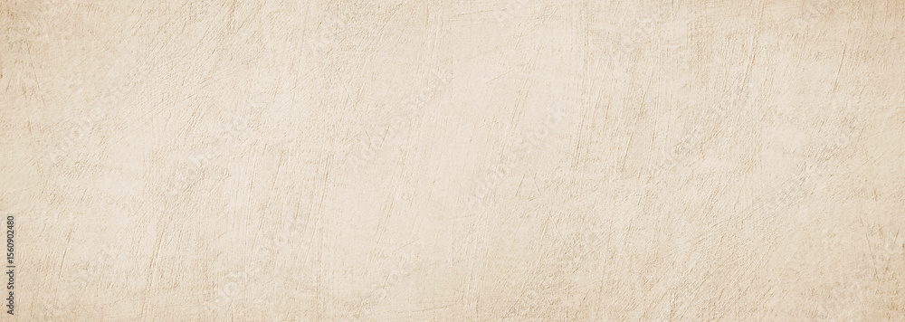 Fototapeta premium Light brown beige concrete wall surface texture. Sepia сhampagne cream nude white background. Pale soft pastel shade. Close-up. Simple minimal. Blank empty. Template. Design. Wide banner. Panoramic.