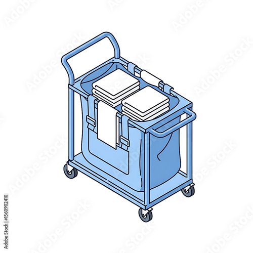 Medical linen cart for transporting supplies.