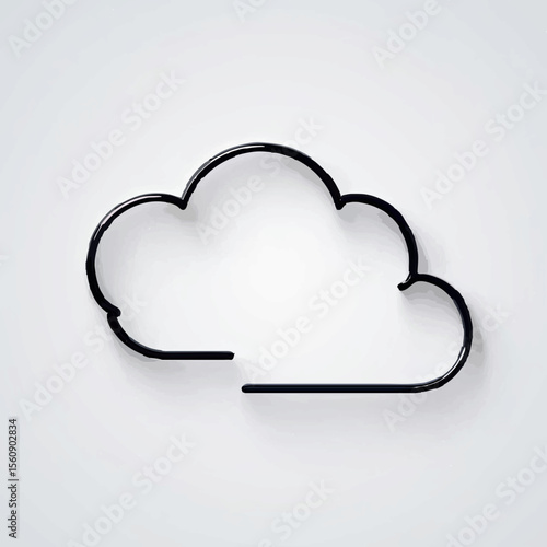 Cloud outline elegantly depicted with a single line, representing modern technology.
