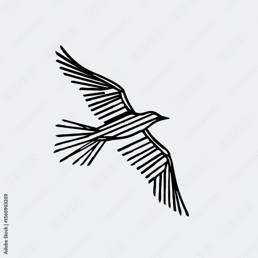 Obraz premium Stylized bird soars, abstract lines define modern avian flight design. 