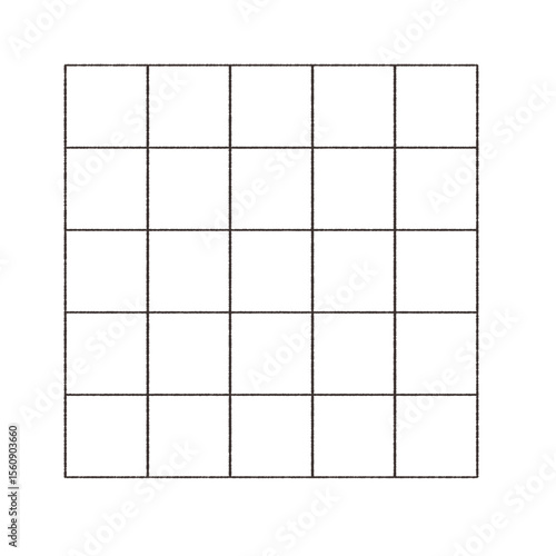 シンプルな手書き風の5×5マスの方眼グリッドイラスト