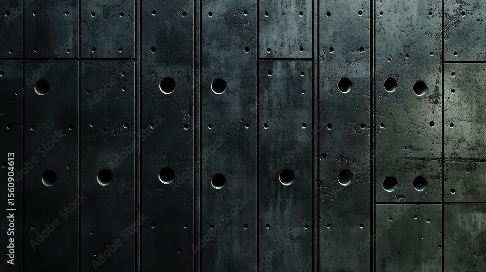 Fototapeta premium Dark metal panels with holes