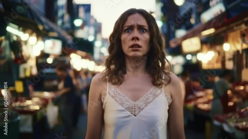 Wallpaper Mural Woman walking in a market at night Torontodigital.ca