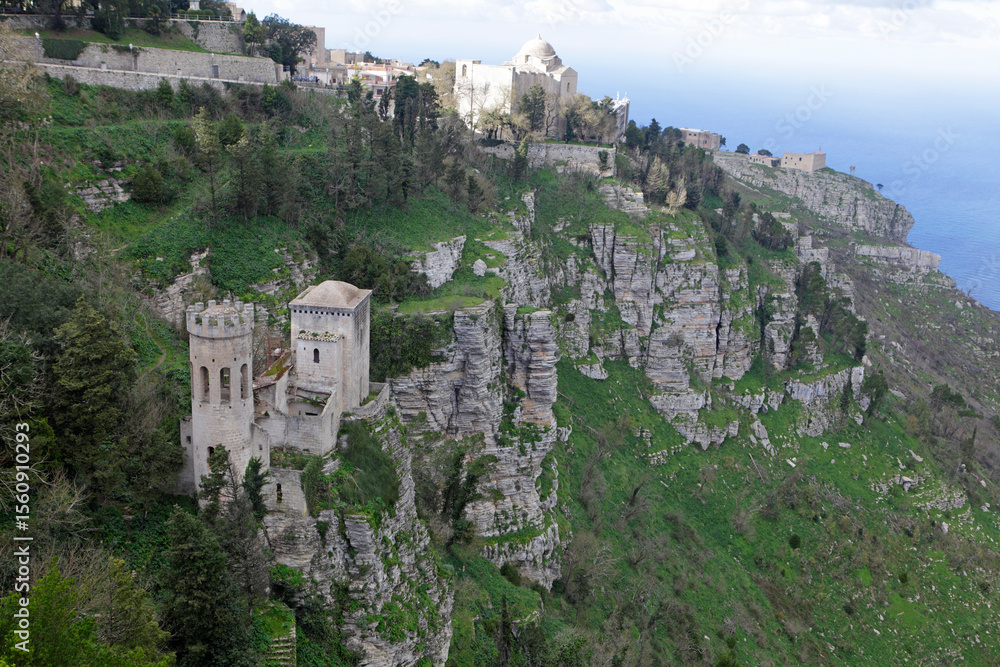Naklejka premium View of Torretta Pepoli, Erice, Trapani, Sicily, Italy