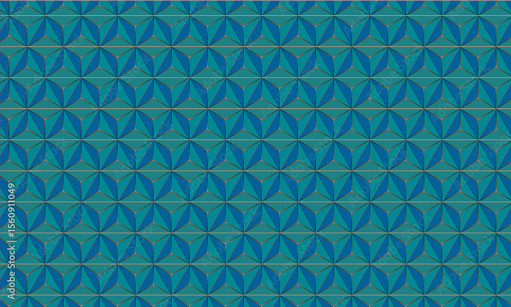 Fototapeta premium Geometric pattern seamless background with repeating triangles in shades of teal and blue
