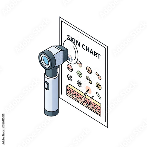 Dermatoscope with skin chart for analysis.