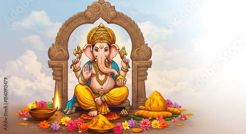 God ganesha vinayaka for ganesh chaturthi festival with lord ganpati idol worship prayer religion culture hinduism blessing background