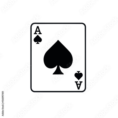 Ace of Spades Playing Card on White Background for Game Night or Poker