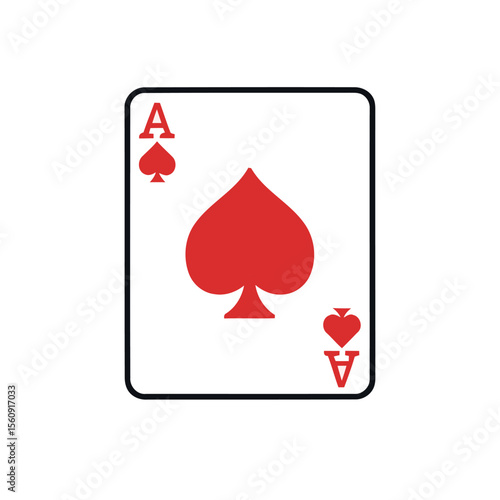 Single Ace of Spades Playing Card in Red and White Colors