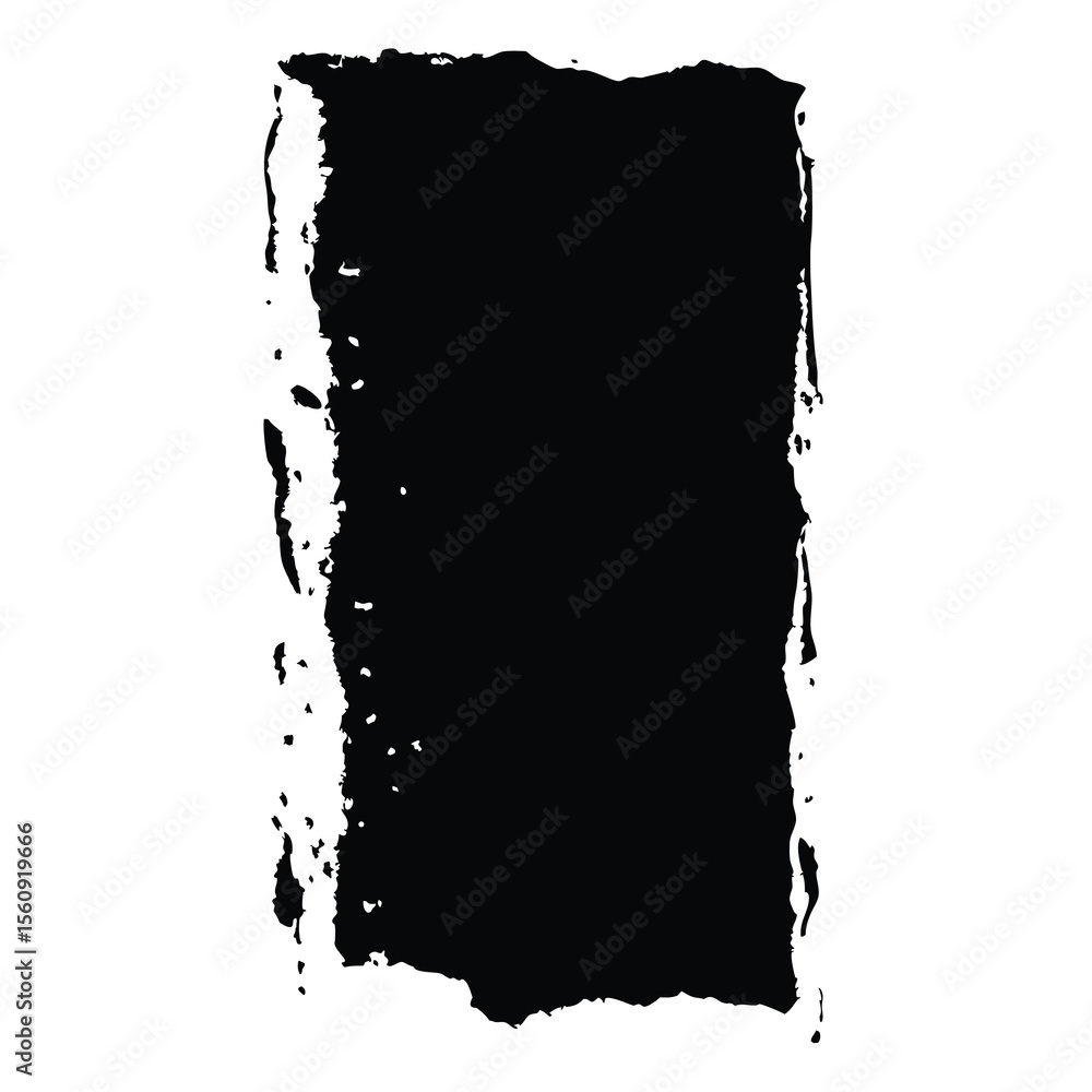 Fototapeta premium Abstract black rectangle with rough edges isolated on white background