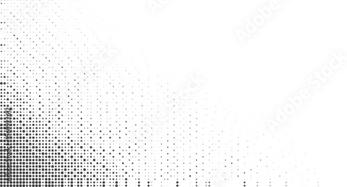 Abstract background with a gradient of black dots of varying sizes on a white background
