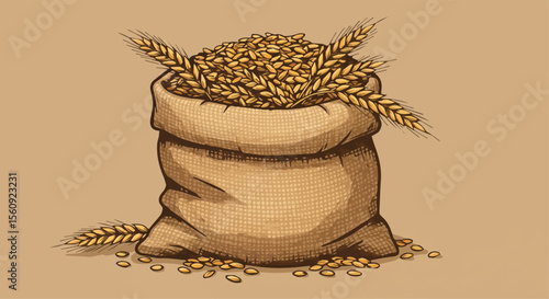 Sack of Wheat with Golden Grains 