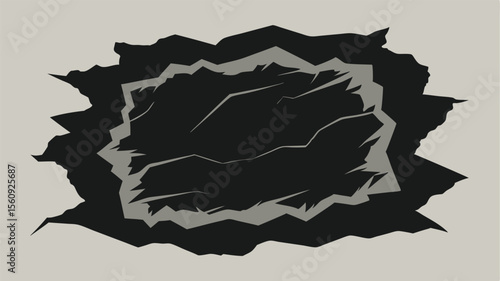 Abstract hole illustration with jagged edges in flat design style with transparency