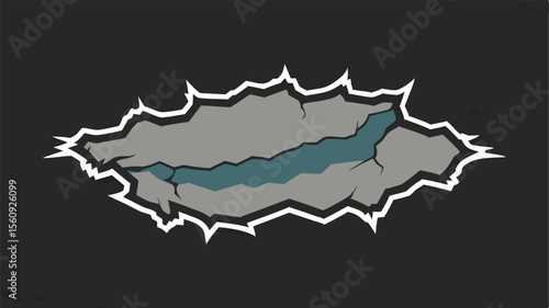 Abstract illustration of a hole with cracked edges and transparency for design projects