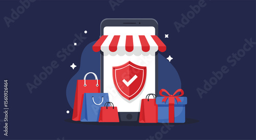 Secure Online Shopping Mobile App with Shield and Gifts