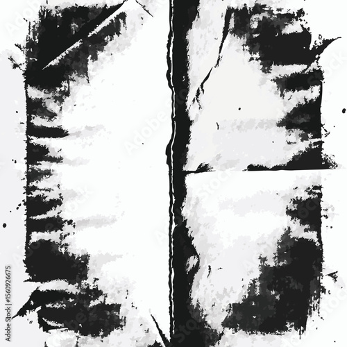 Abstract ink blot background with unique texture and grunge effect in black and white