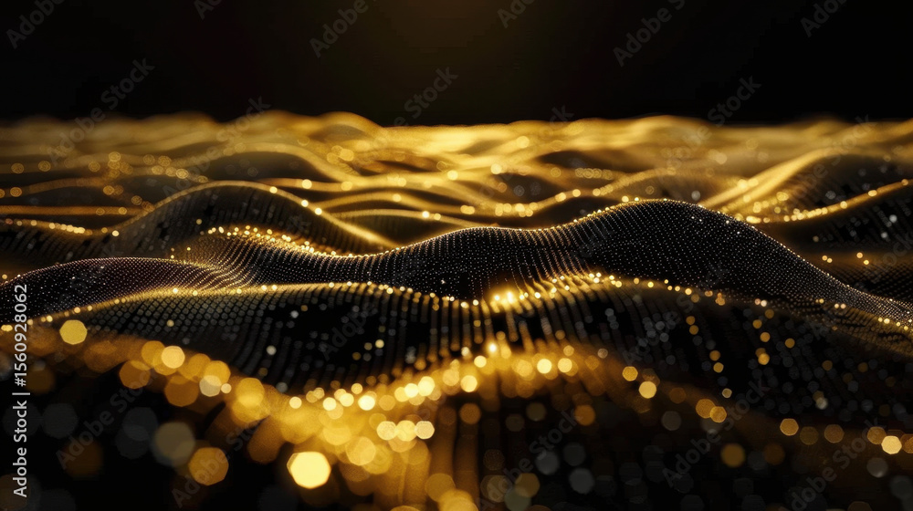 Abstract data wave made from light particles and glowing elements creates mesmerizing visual experience, evoking sense of wonder Abstract data wave made from light particles and glowing elements creates mesmerizing visual experience, evoking sense of wonder