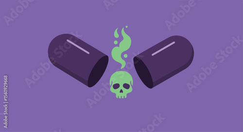 Toxic Pill with Skull Symbol