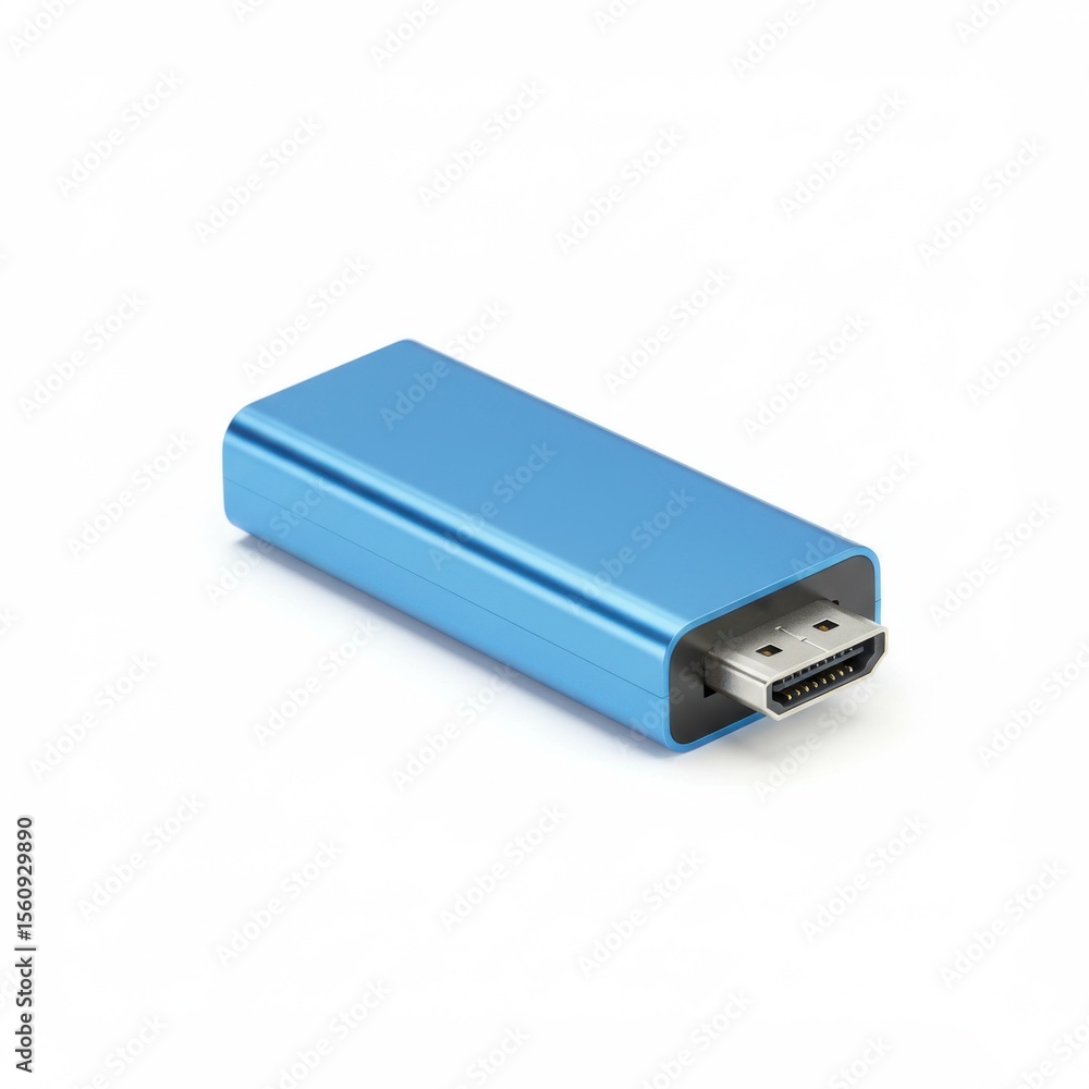 Blue hdmi adapter isolated on white background Blue hdmi adapter isolated on white background