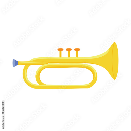 A simple, elegant depiction of a shiny, yellow trumpet, ready to play