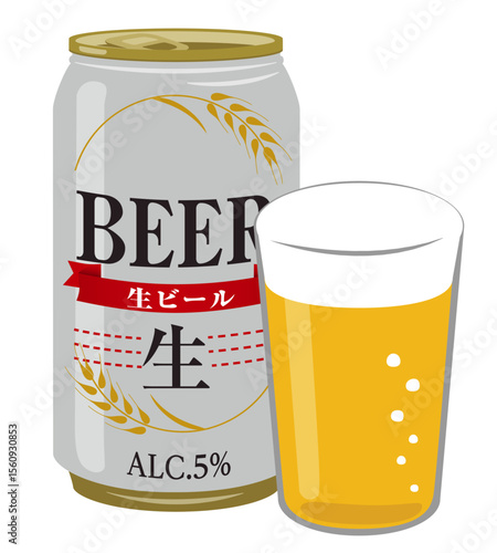アルコール飲料_缶ビールとビアグラス