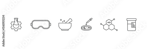 Set of Laboratory line icon collection. Experiment, science, test tube, biology, research, lab symbol.
